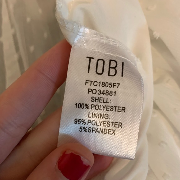 Tobi M white frilly polka dot wrap crop top NWOT - Picture 6 of 12